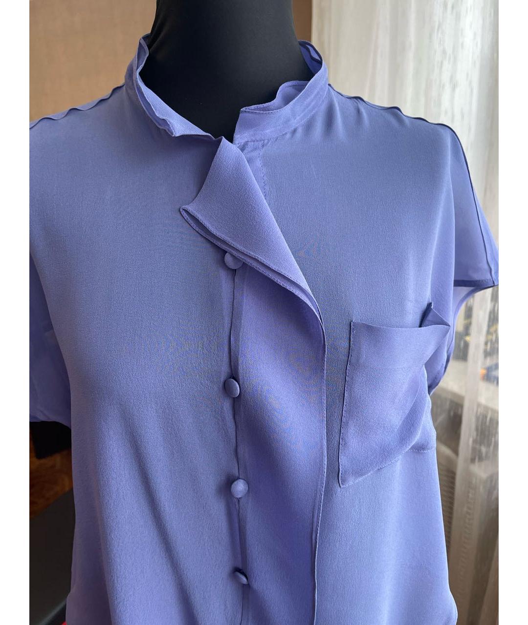 ARMANI COLLEZIONI Голубая шелковая блузы, фото 5