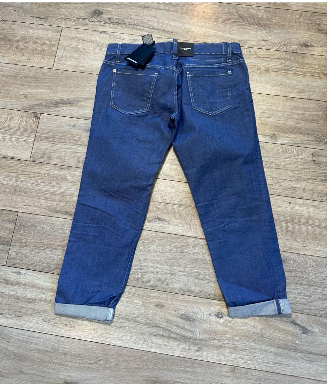 DSQUARED2 Голубые хлопко-полиэстеровые прямые джинсы, фото 2