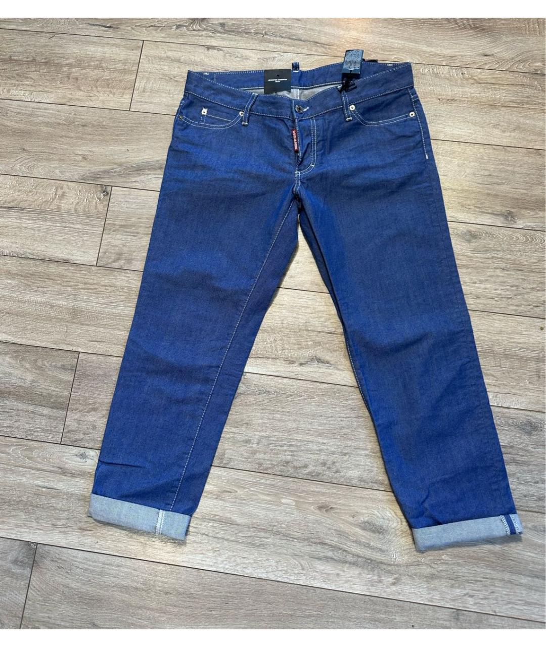 DSQUARED2 Голубые хлопко-полиэстеровые прямые джинсы, фото 9
