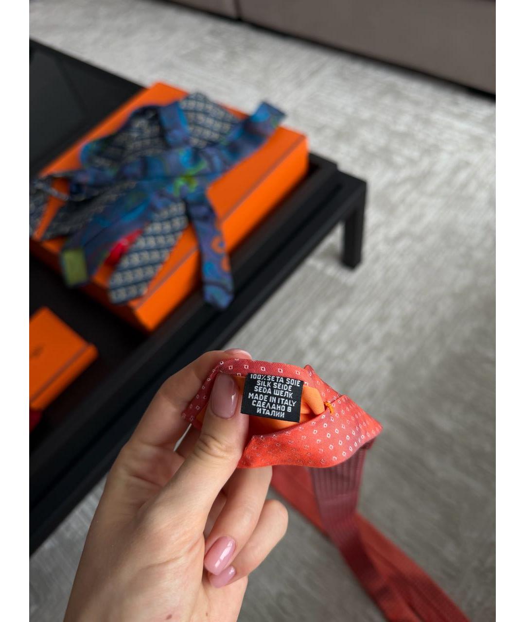 HUGO BOSS Оранжевый шелковый галстук, фото 4
