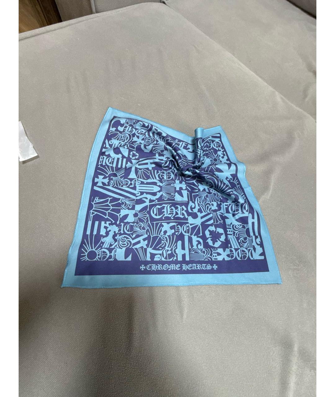 CHROME HEARTS Голубой кашемировый платок, фото 3