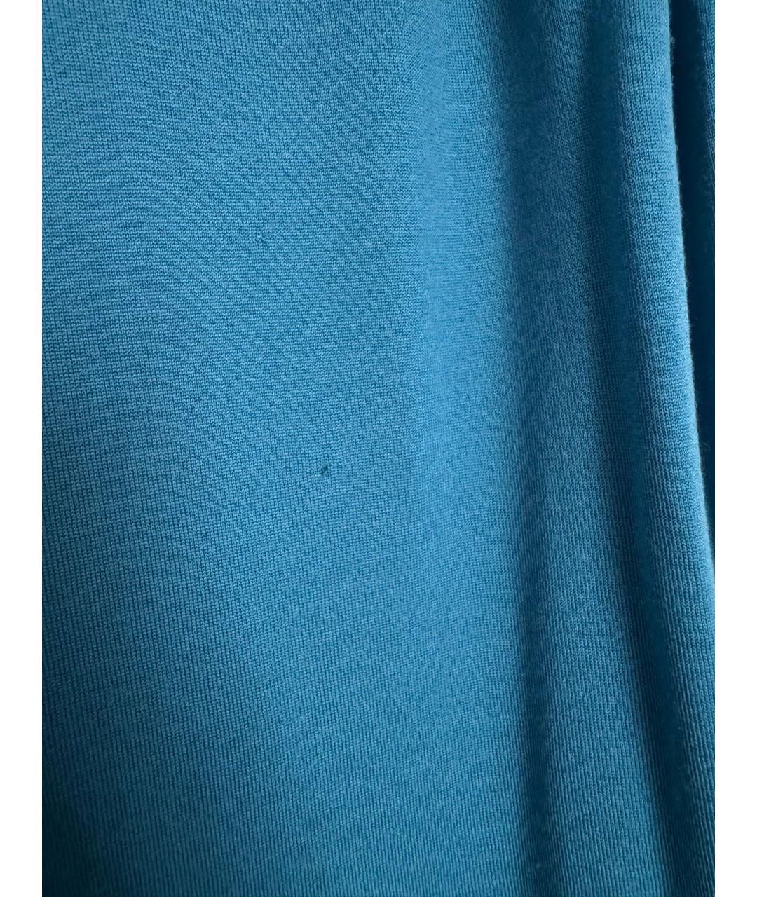 LORO PIANA Бирюзовое хлопко-шерстяное поло с коротким рукавом, фото 6