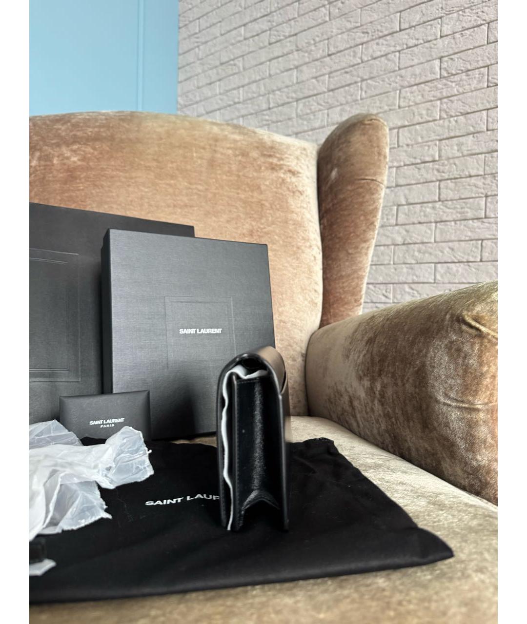 SAINT LAURENT Черная кожаная сумка через плечо, фото 6