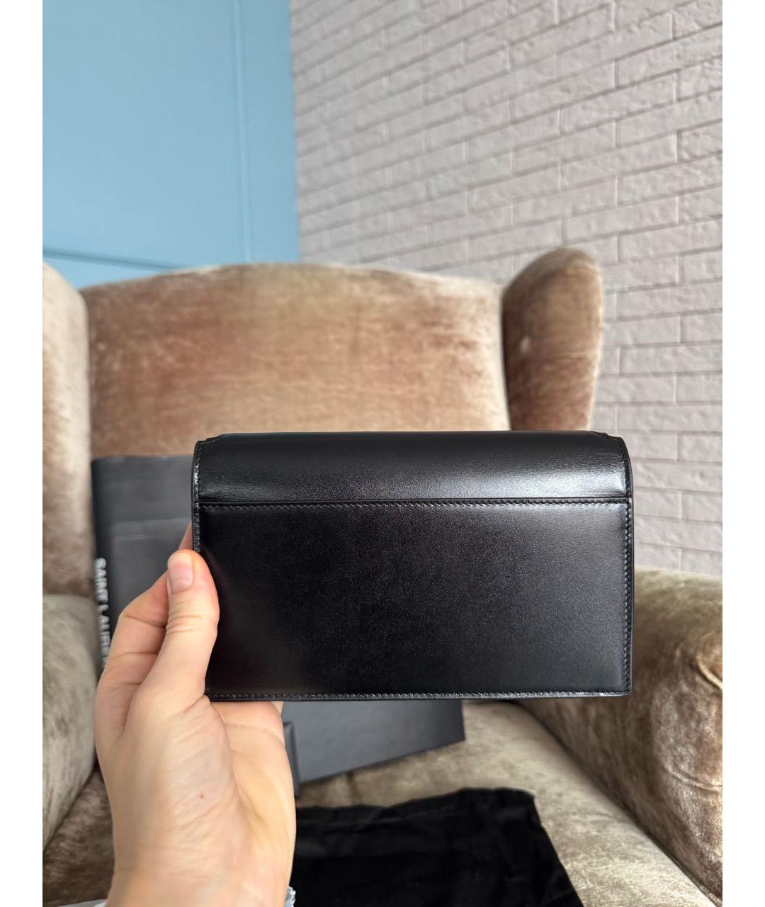 SAINT LAURENT Черная кожаная сумка через плечо, фото 3