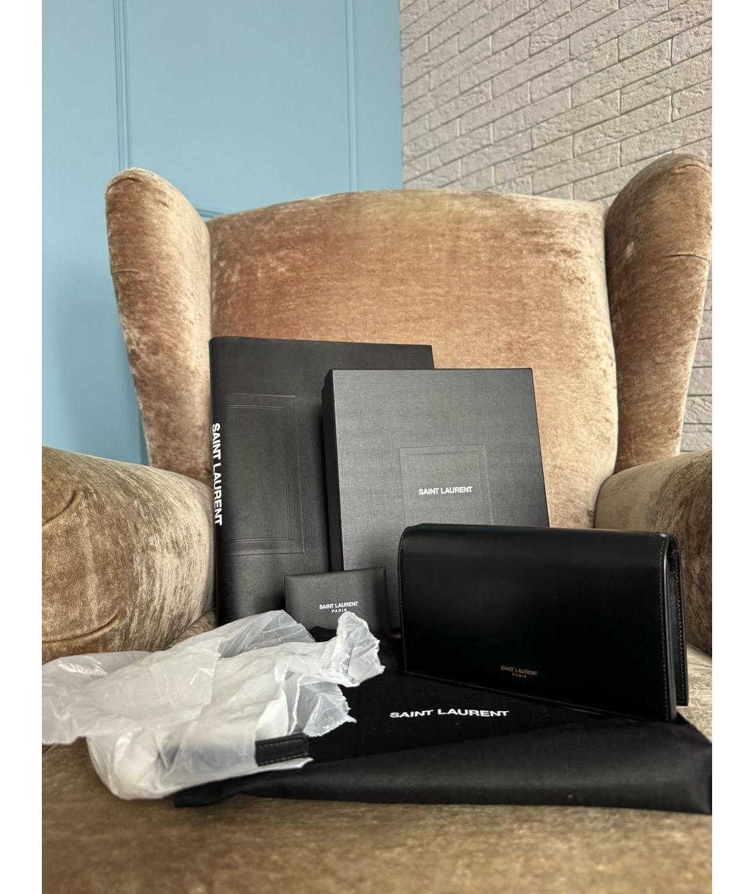 SAINT LAURENT Черная кожаная сумка через плечо, фото 2