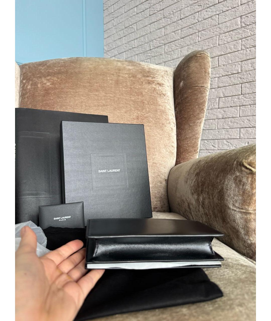 SAINT LAURENT Черная кожаная сумка через плечо, фото 4