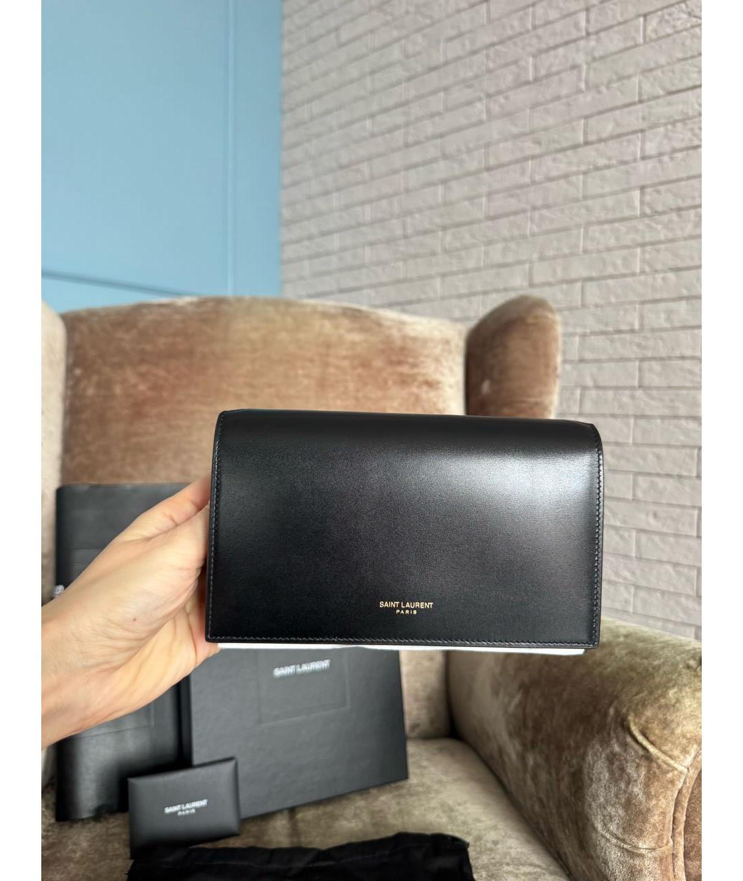 SAINT LAURENT Черная кожаная сумка через плечо, фото 9