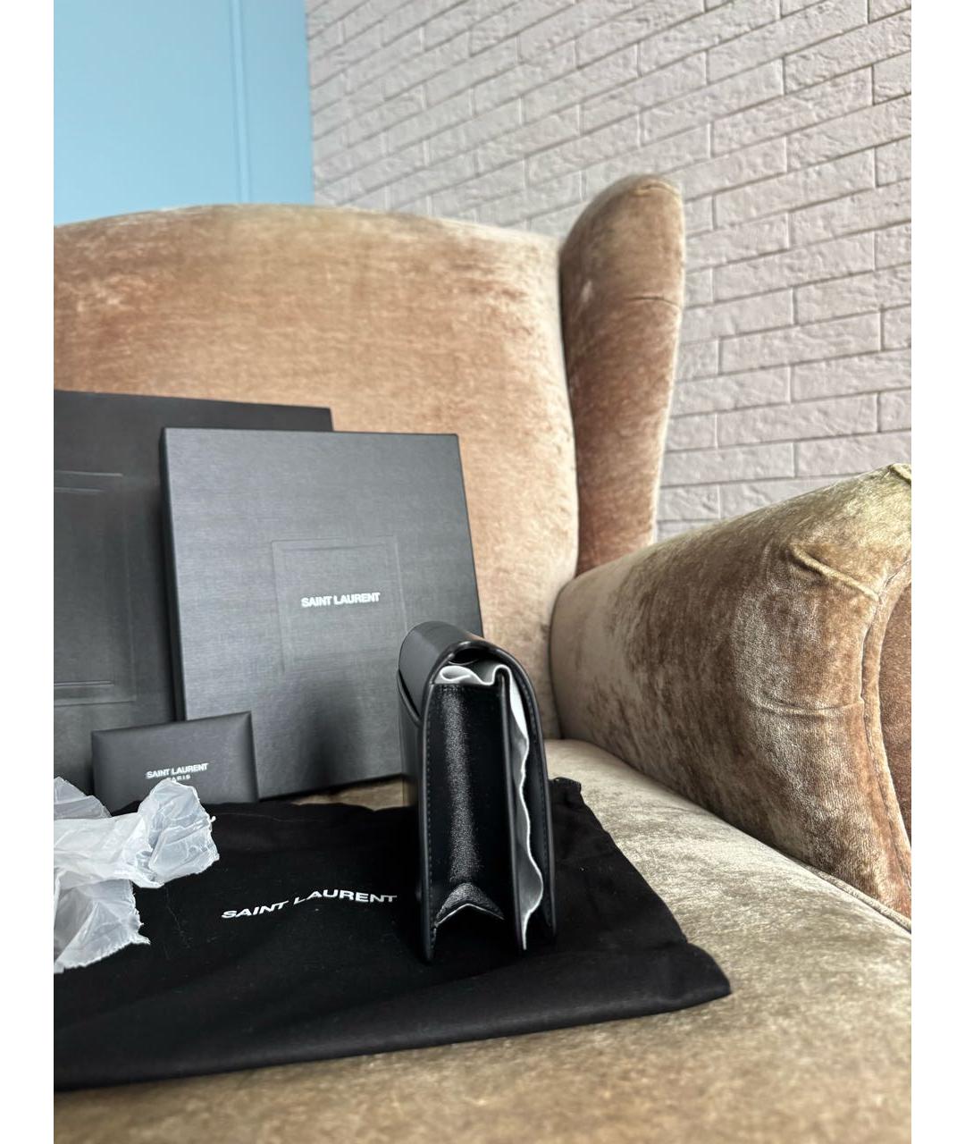 SAINT LAURENT Черная кожаная сумка через плечо, фото 5
