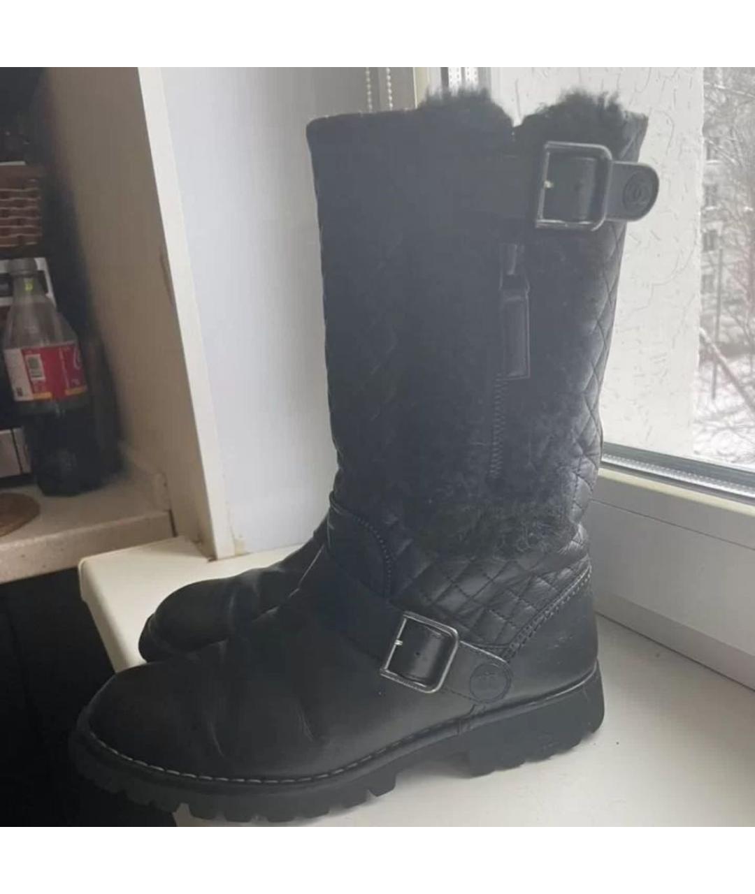 CHANEL Черные кожаные сапоги, фото 5