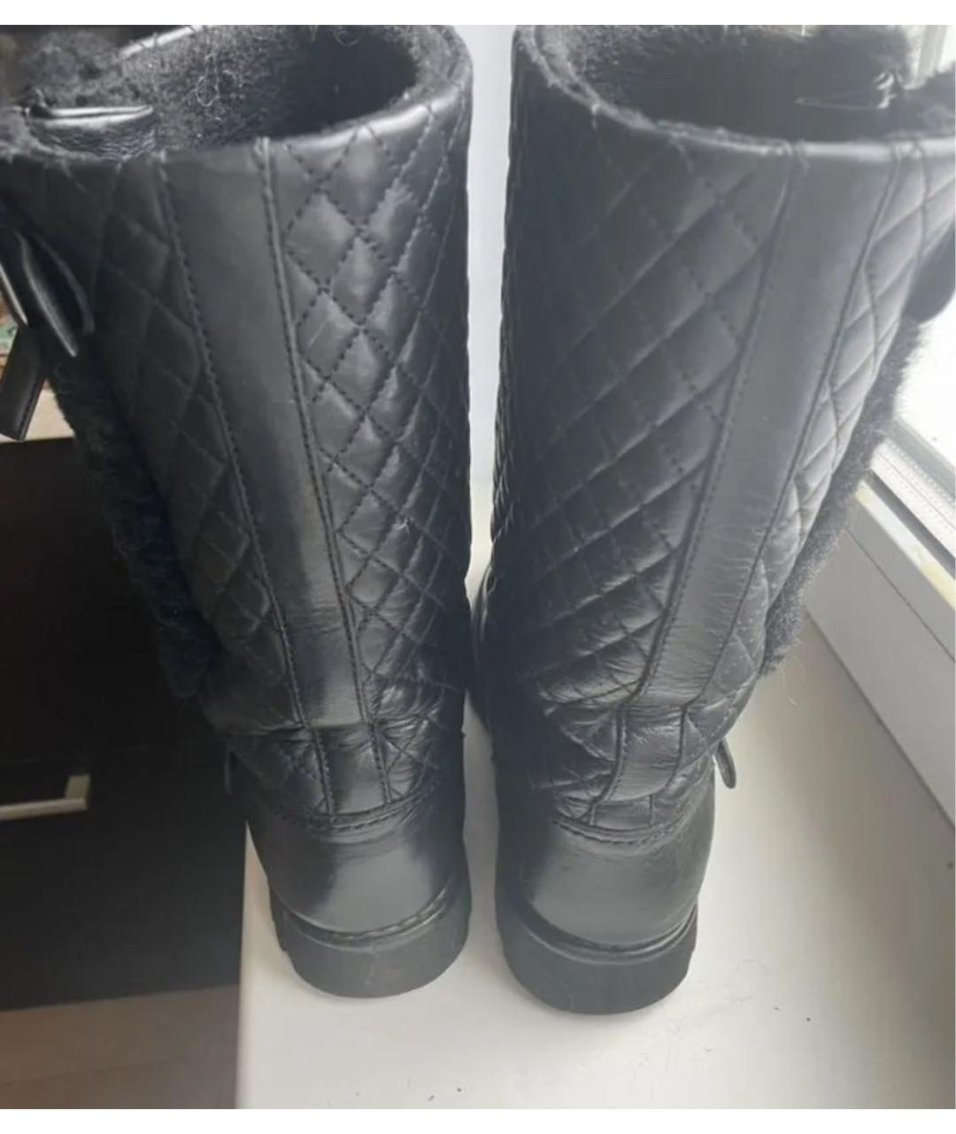 CHANEL Черные кожаные сапоги, фото 2