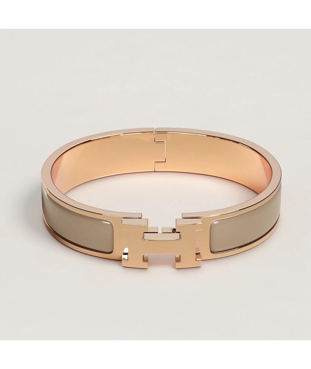 HERMES Бежевый металлический браслет, фото 6