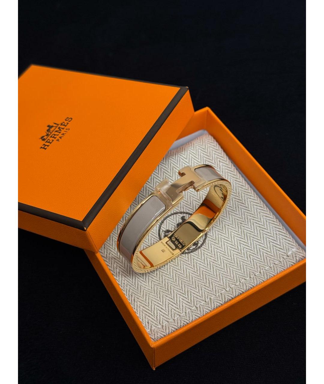 HERMES Бежевый металлический браслет, фото 3