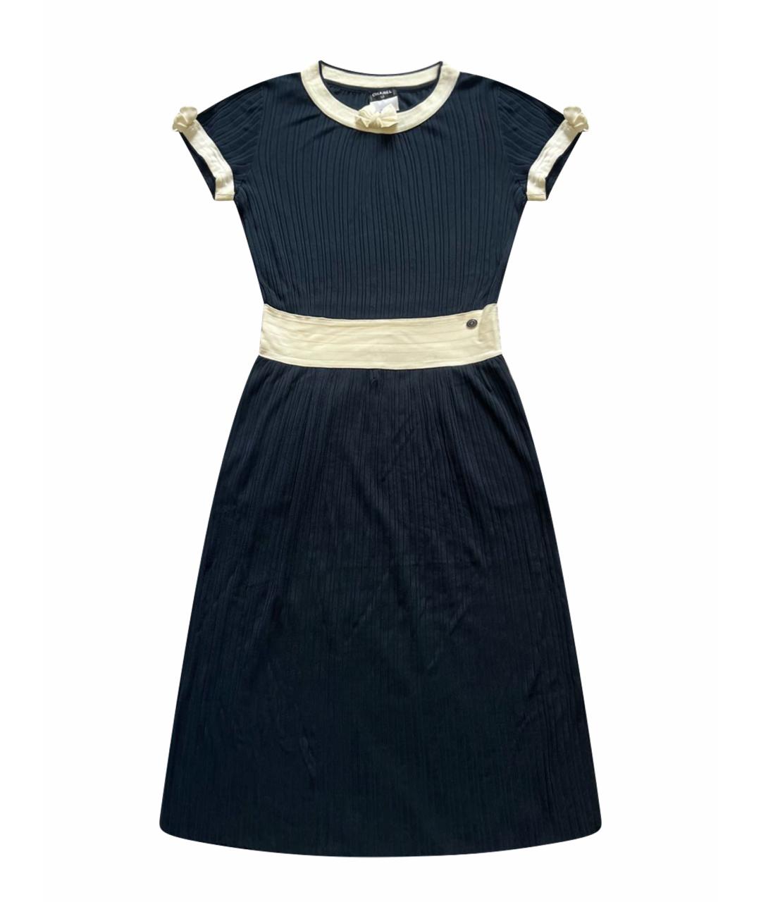 CHANEL Темно-синее вискозное платье, фото 1