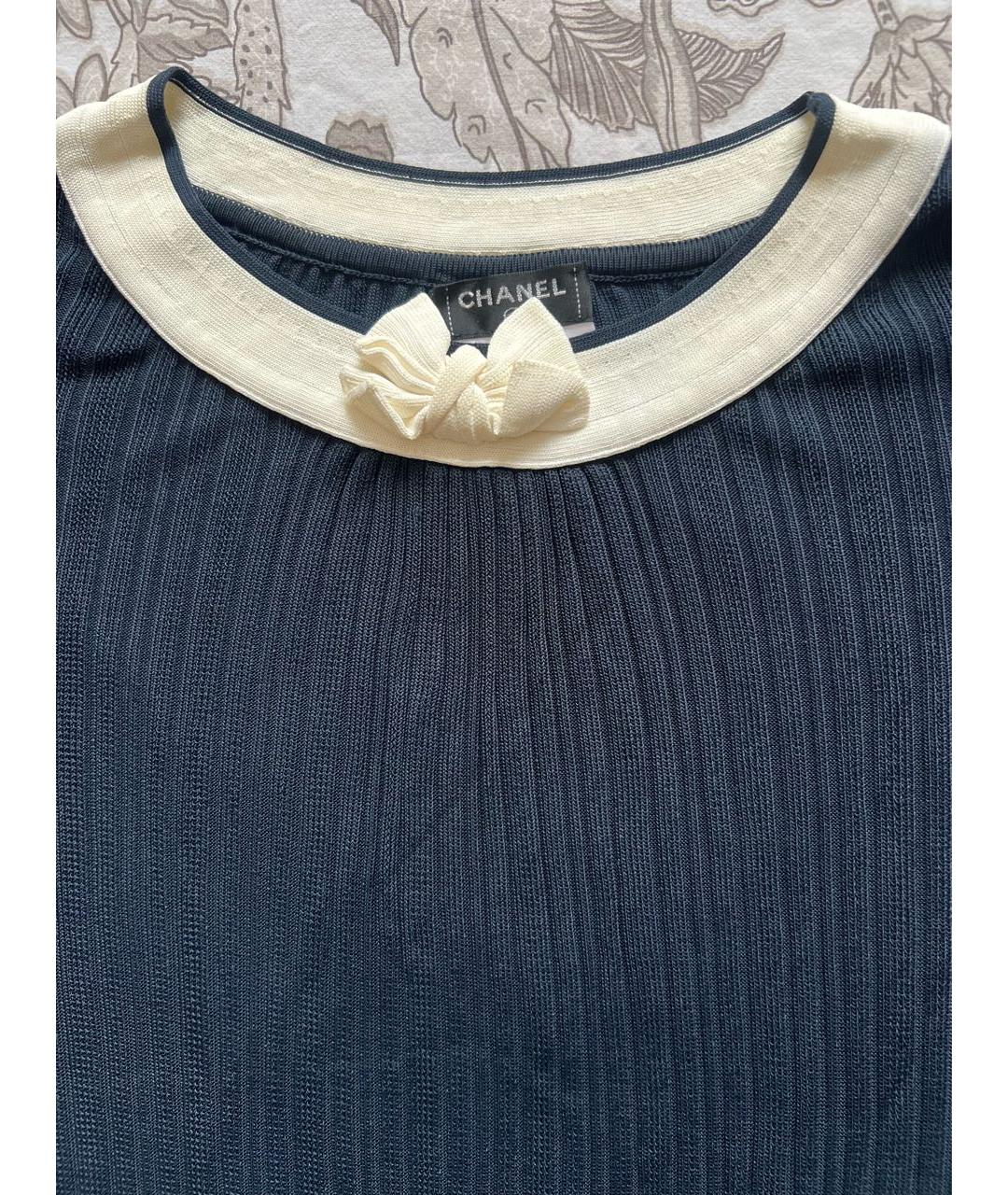 CHANEL Темно-синее вискозное платье, фото 5