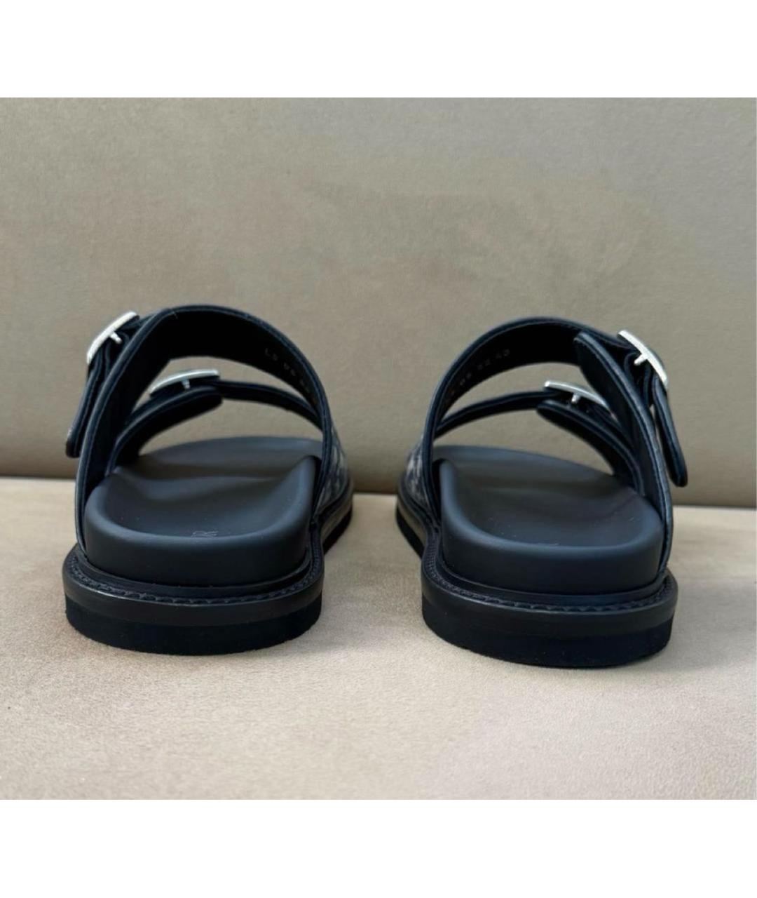 CHRISTIAN DIOR Темно-синие текстильные шлепанцы, фото 4