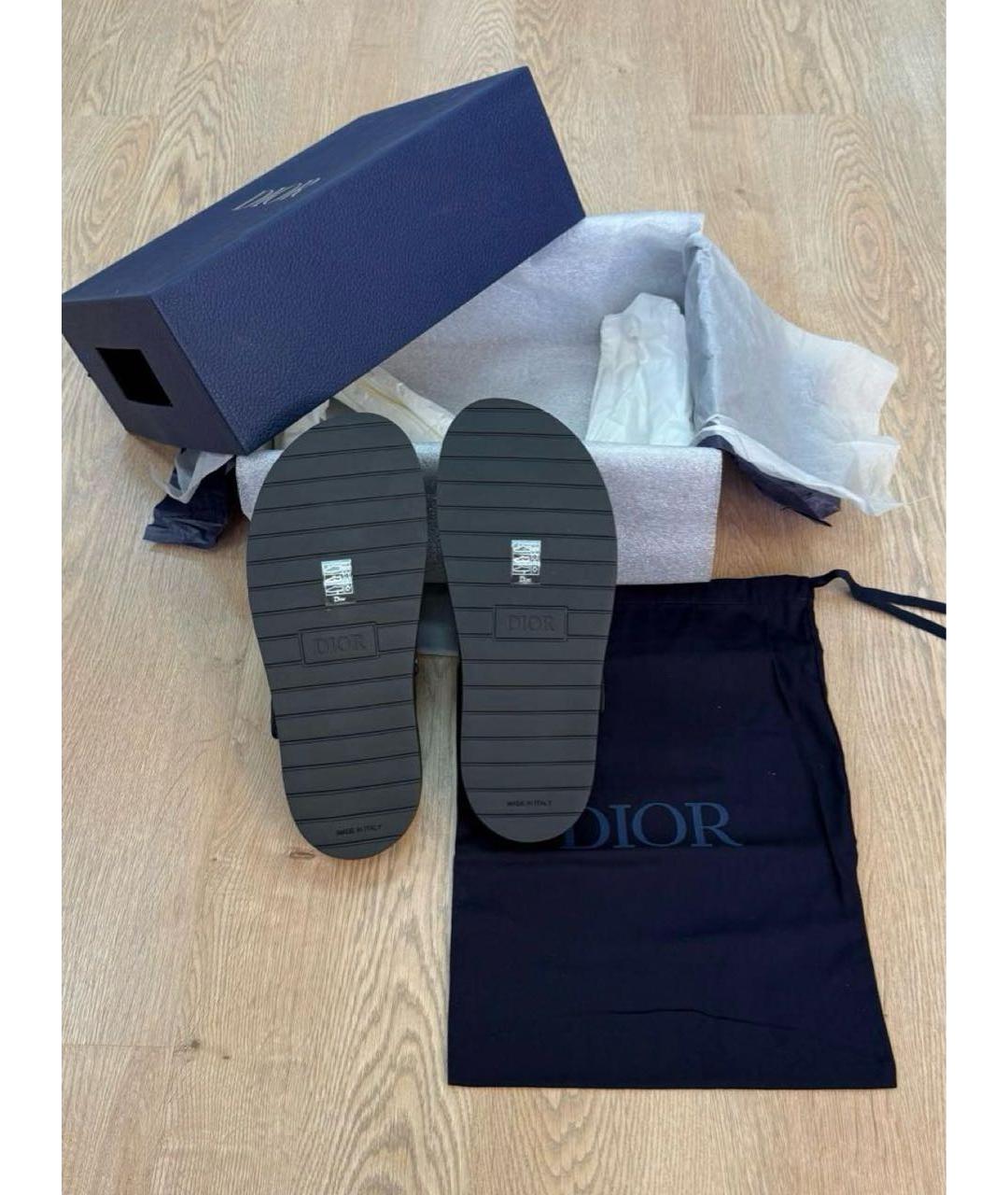 CHRISTIAN DIOR Темно-синие текстильные шлепанцы, фото 6