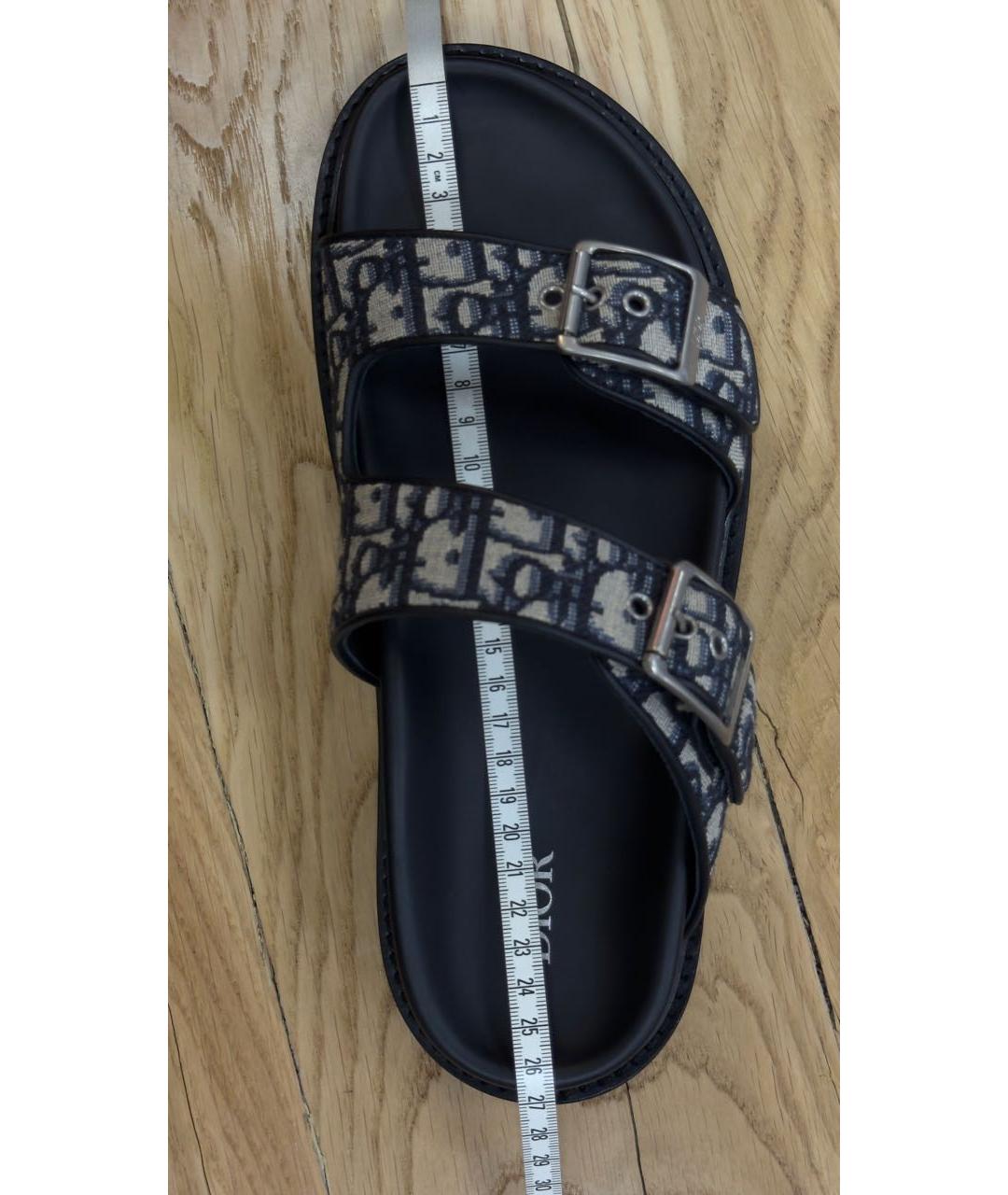 CHRISTIAN DIOR Темно-синие текстильные шлепанцы, фото 5