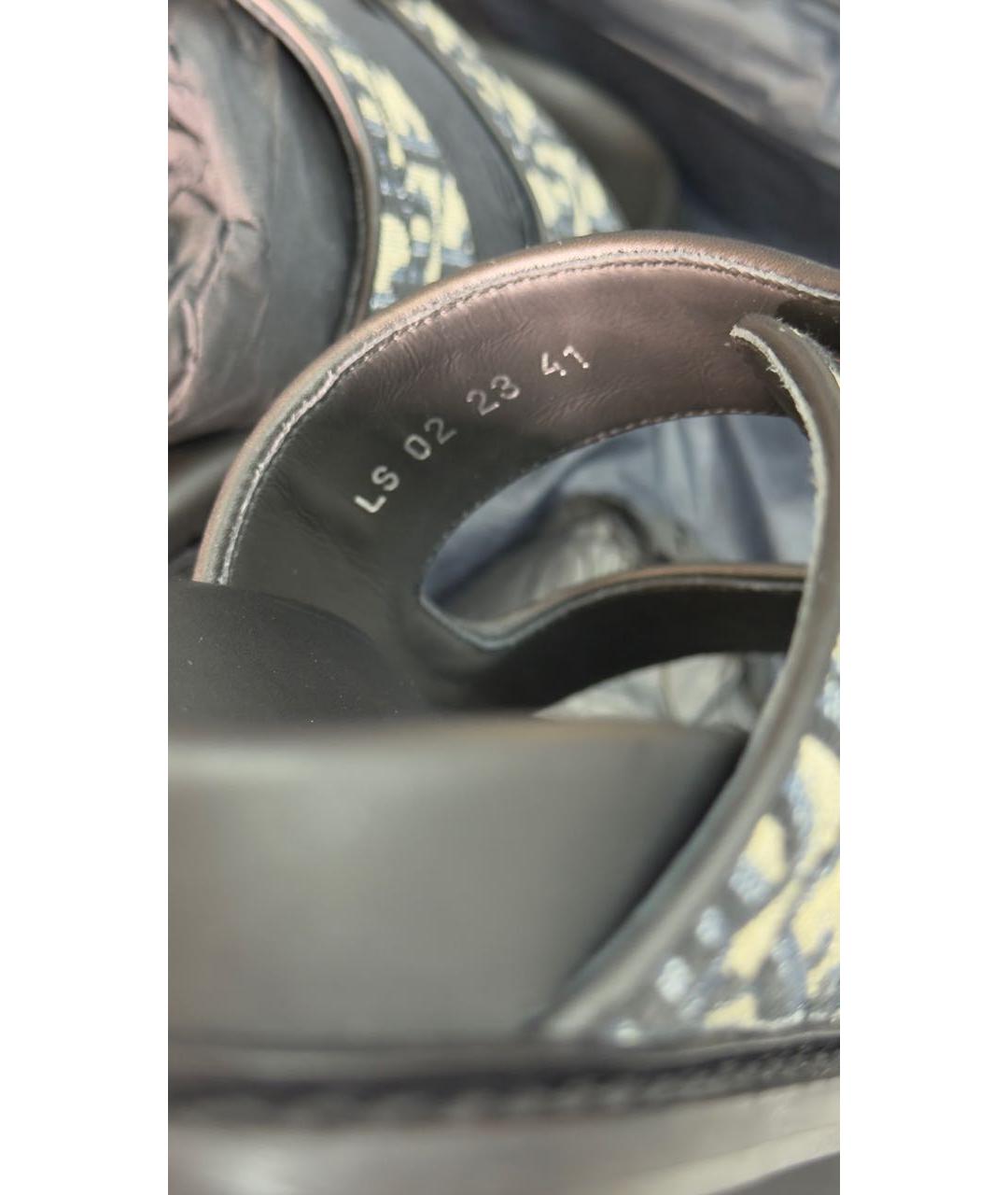 CHRISTIAN DIOR Темно-синие текстильные шлепанцы, фото 7