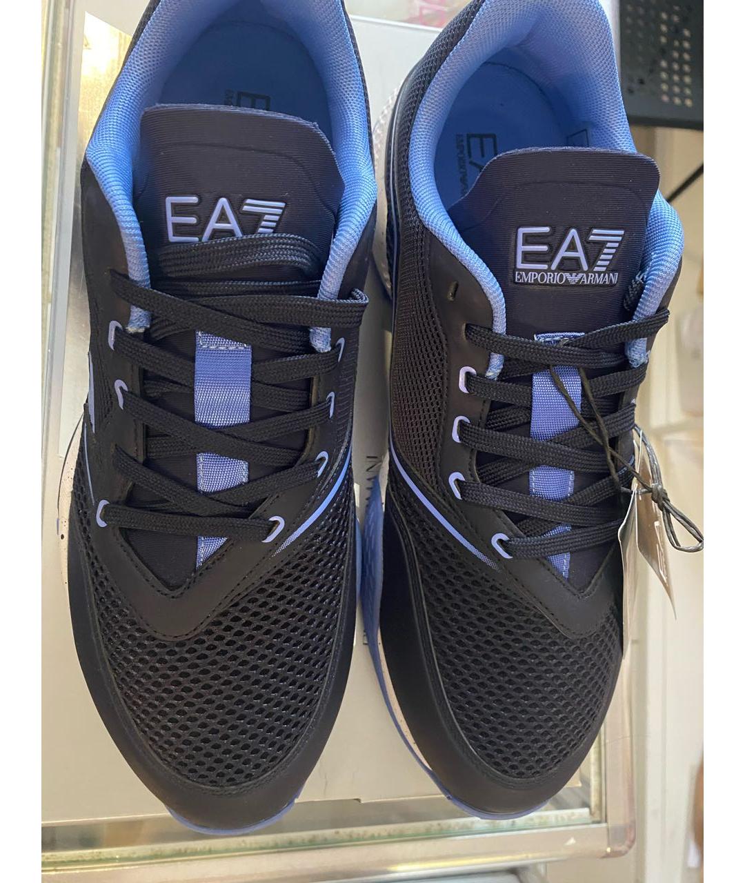 EA7 Черные текстильные низкие кроссовки / кеды, фото 3