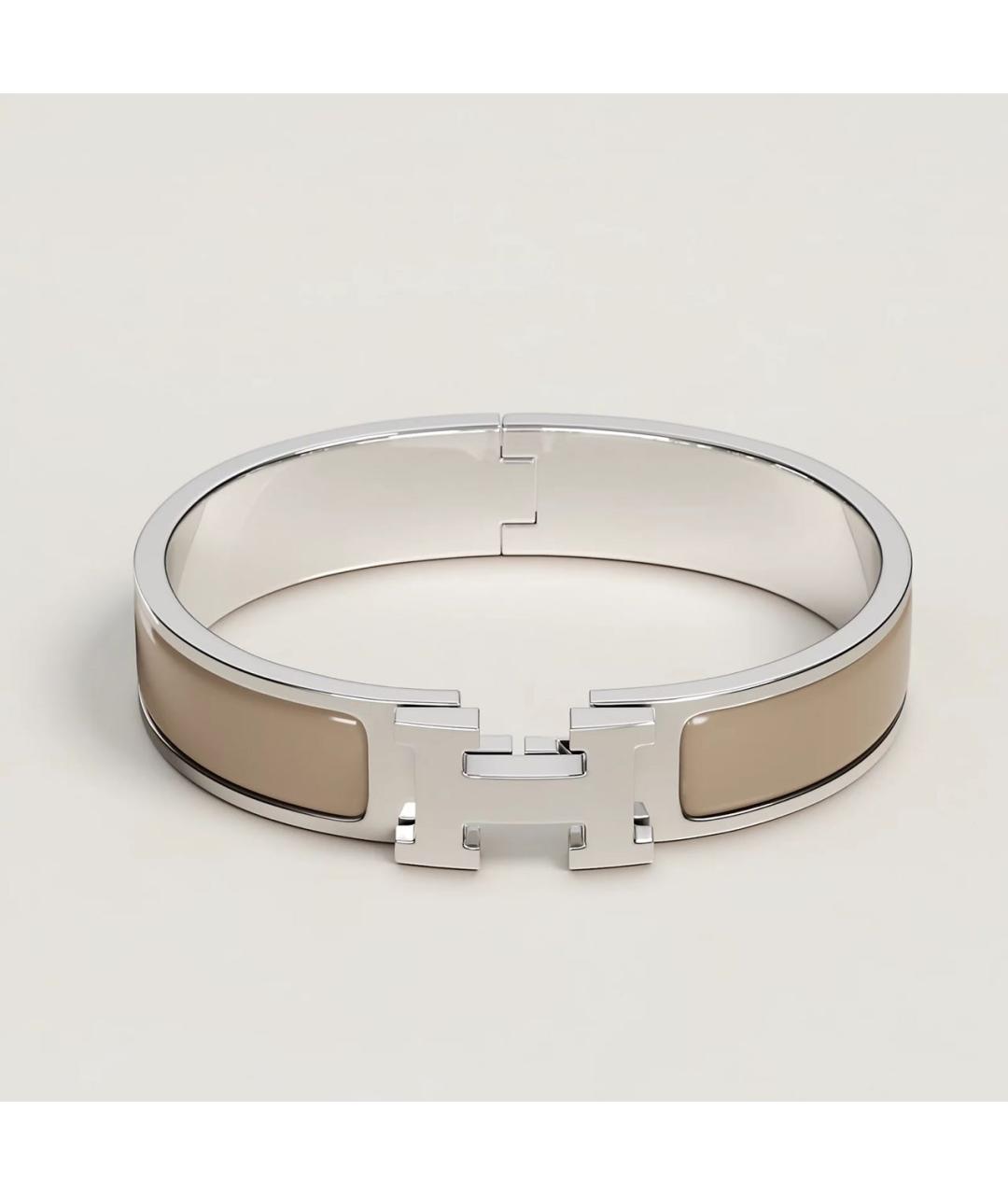 HERMES Бежевый металлический браслет, фото 6