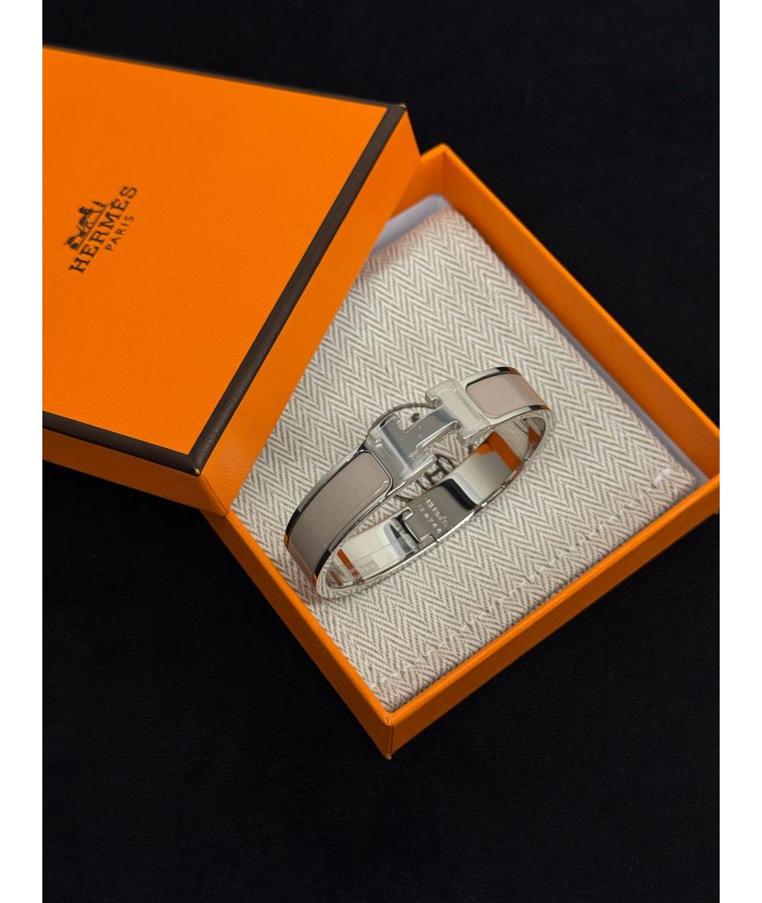 HERMES Бежевый металлический браслет, фото 4