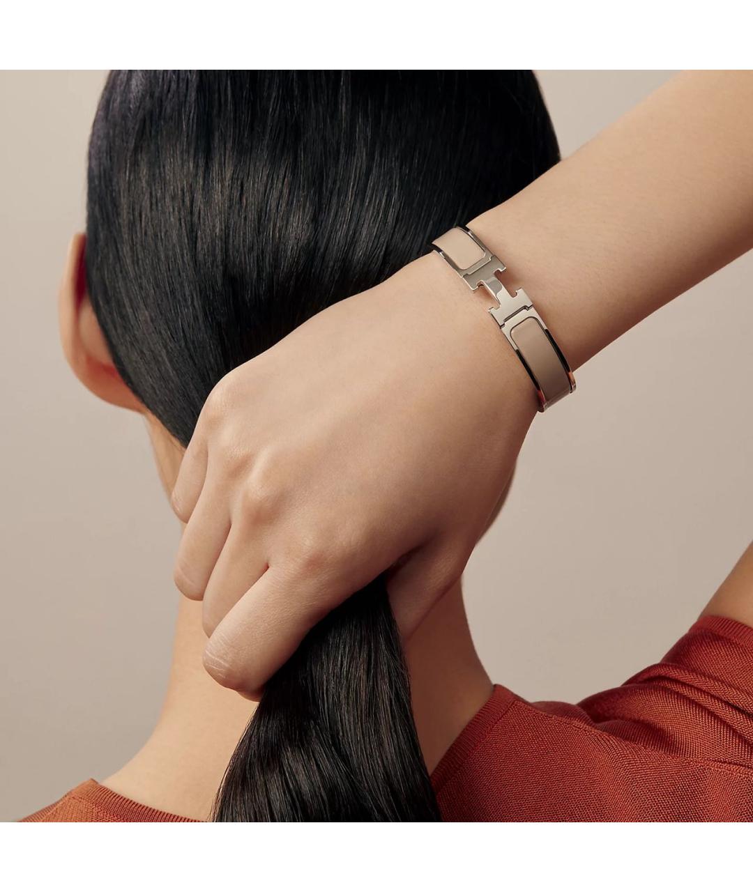 HERMES Бежевый металлический браслет, фото 5