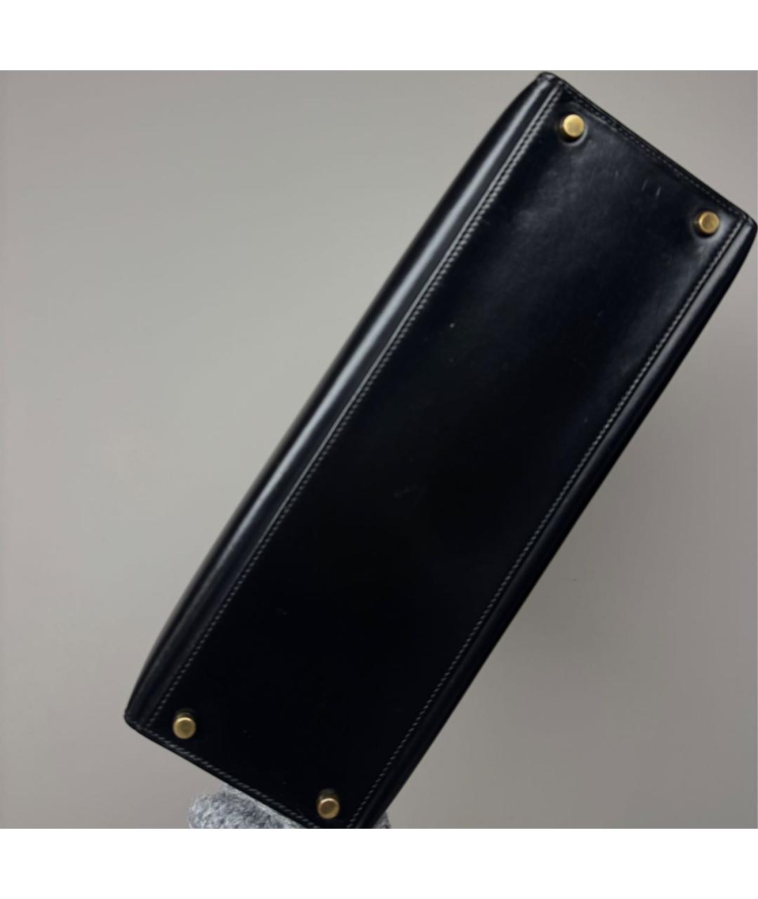 HERMES Черная кожаная сумка с короткими ручками, фото 8