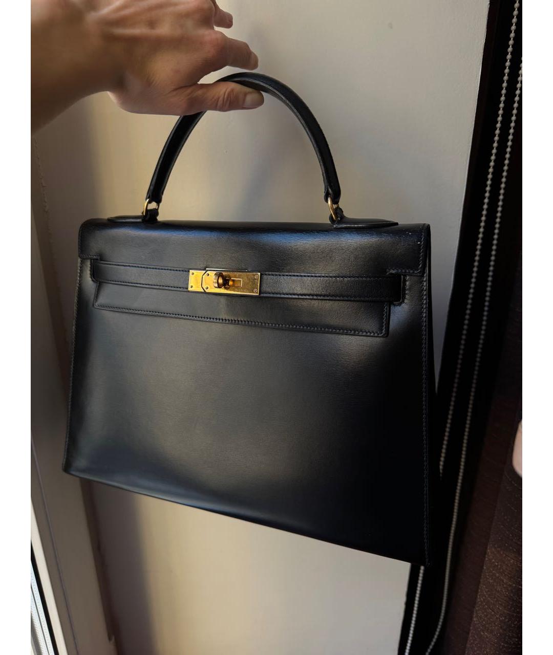 HERMES Черная кожаная сумка с короткими ручками, фото 5