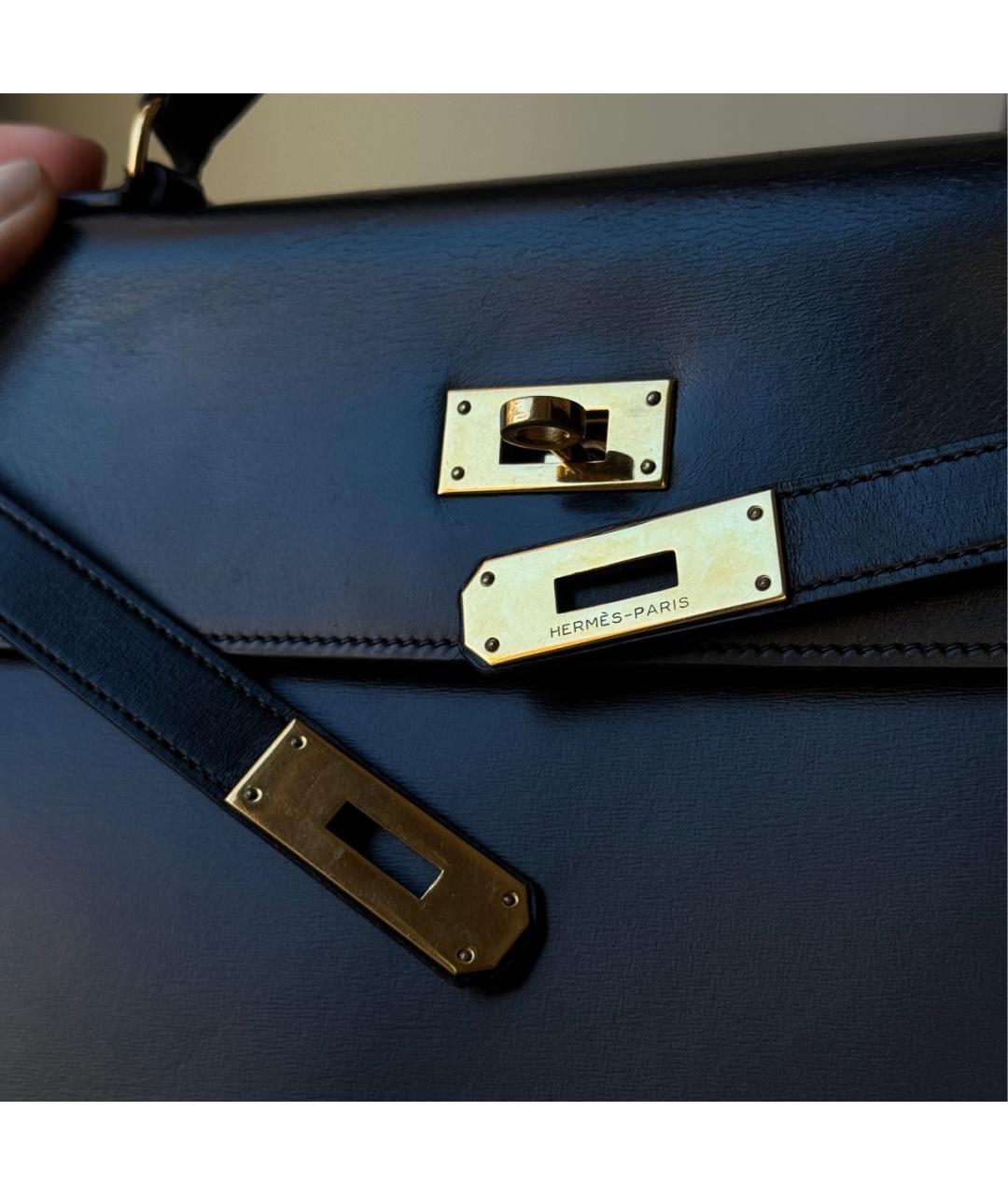 HERMES Черная кожаная сумка с короткими ручками, фото 3