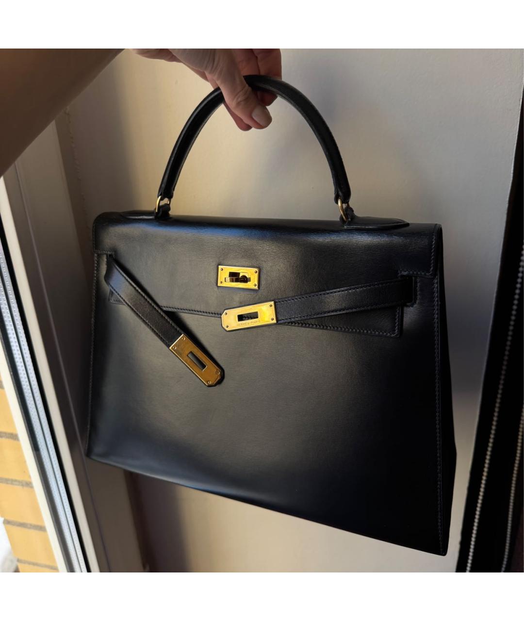 HERMES Черная кожаная сумка с короткими ручками, фото 9