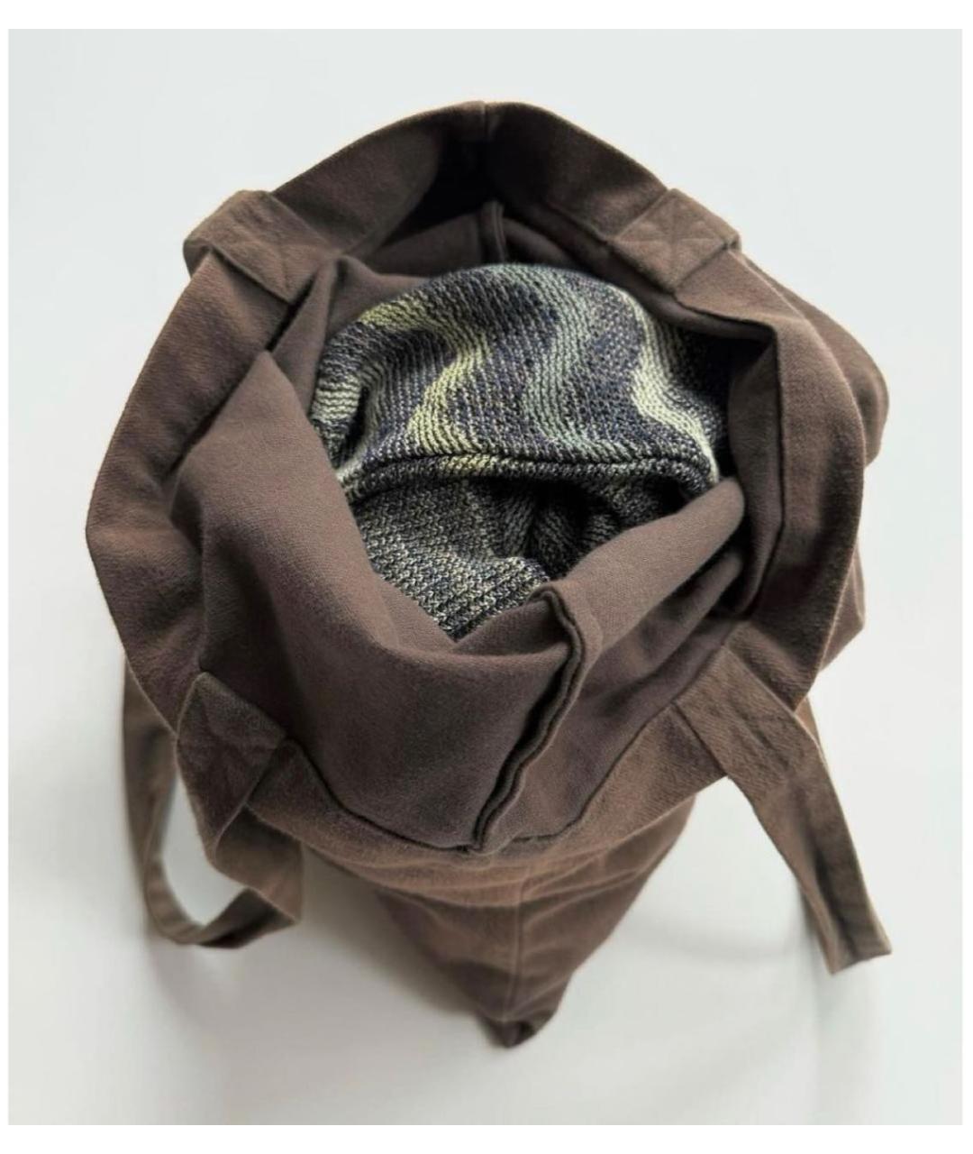 RICK OWENS DRKSHDW Коричневая хлопковая сумка тоут, фото 3