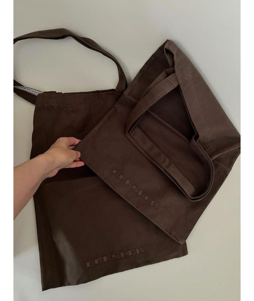 RICK OWENS DRKSHDW Коричневая хлопковая сумка тоут, фото 2