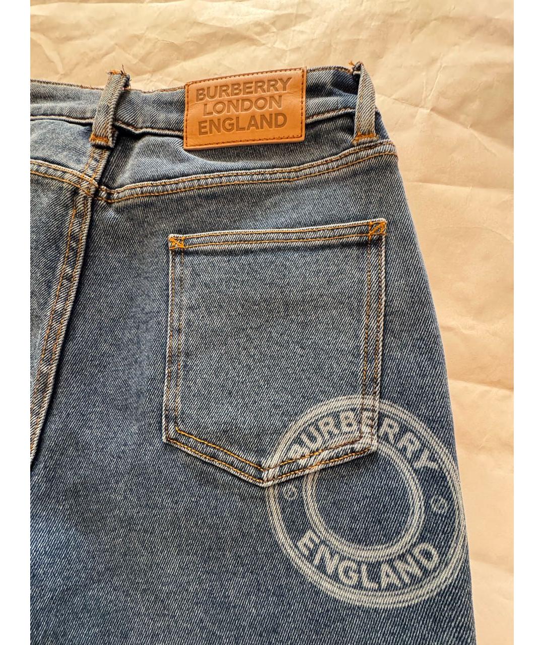 BURBERRY Голубые хлопко-эластановые джинсы слим, фото 3