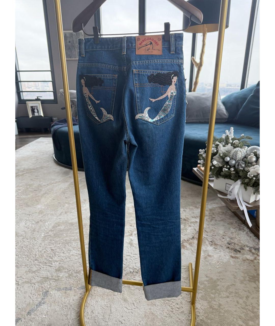 MARC JACOBS Синие хлопковые прямые джинсы, фото 2