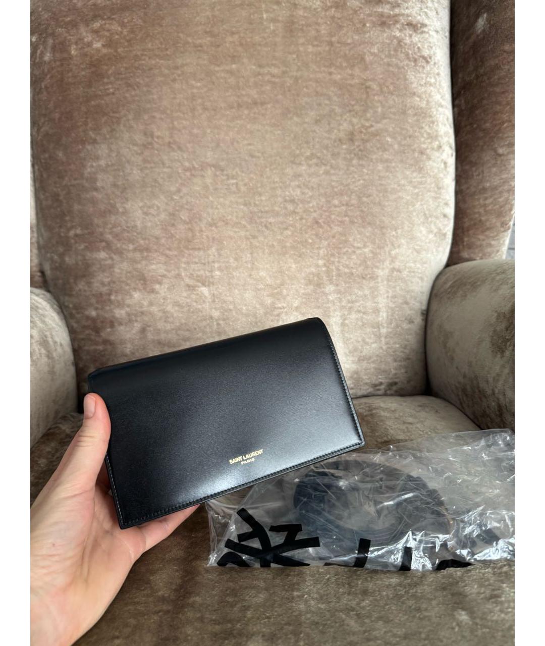 SAINT LAURENT Черная кожаная сумка через плечо, фото 3