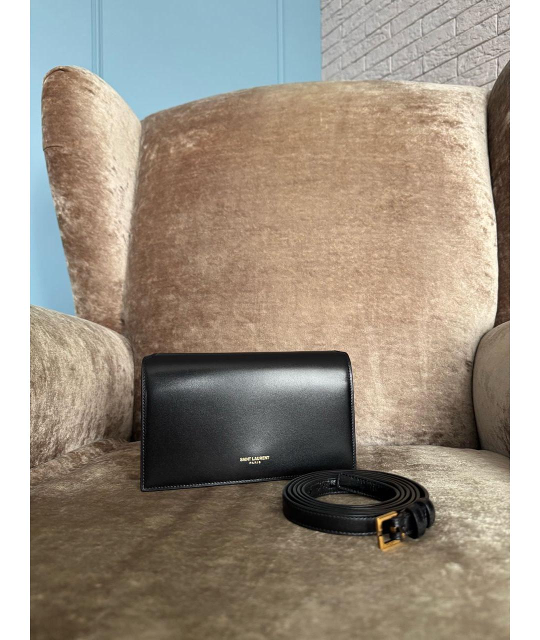 SAINT LAURENT Черная кожаная сумка через плечо, фото 9