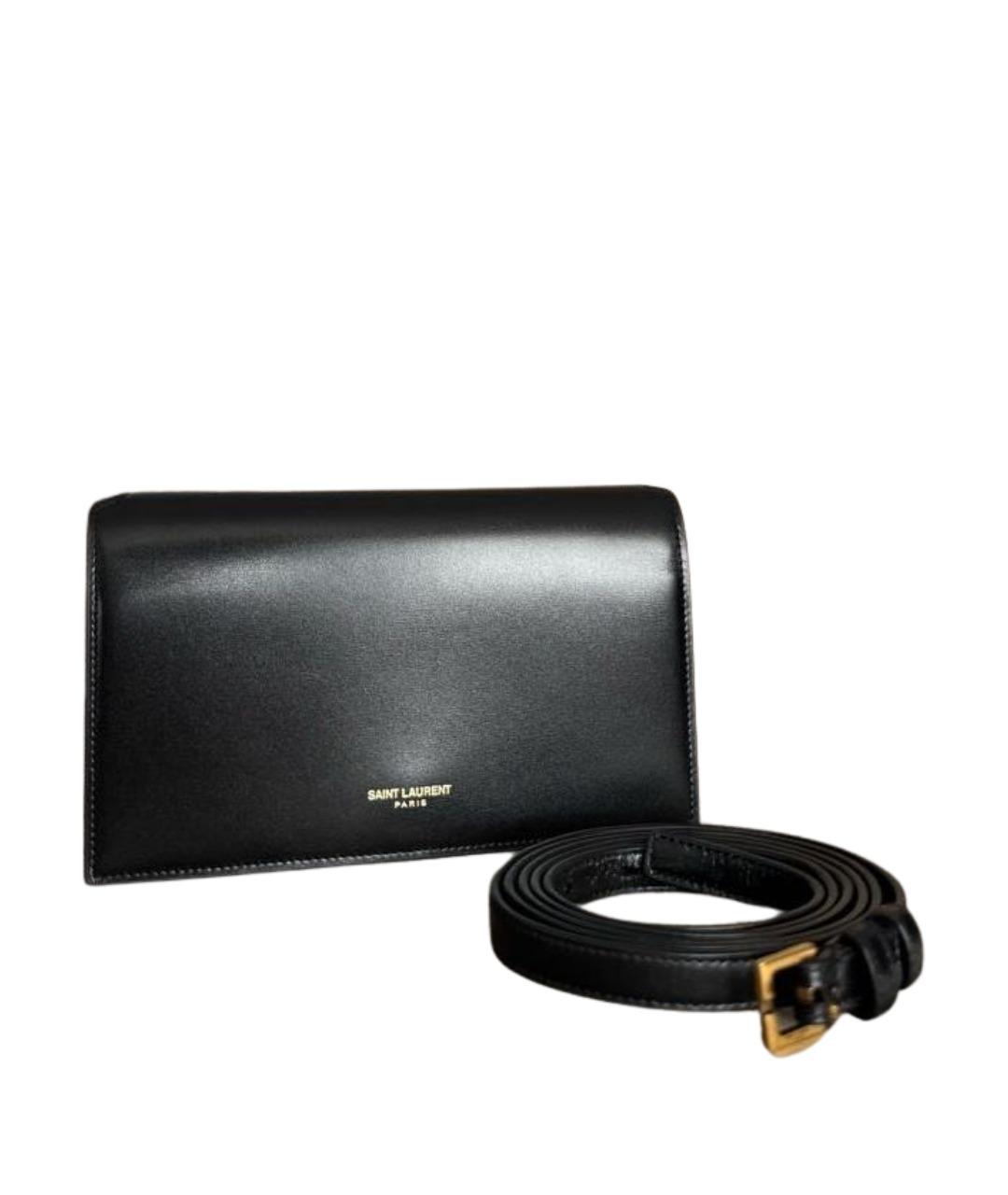 SAINT LAURENT Черная кожаная сумка через плечо, фото 1