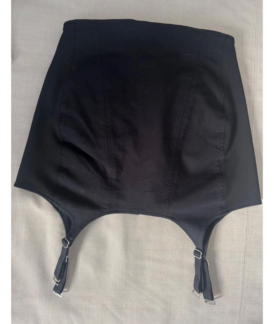 DION LEE Черная хлопковая юбка мини, фото 5
