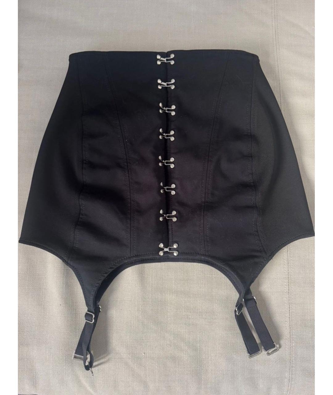 DION LEE Черная хлопковая юбка мини, фото 3