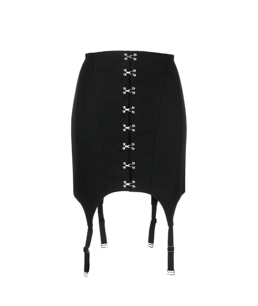 DION LEE Черная хлопковая юбка мини, фото 7