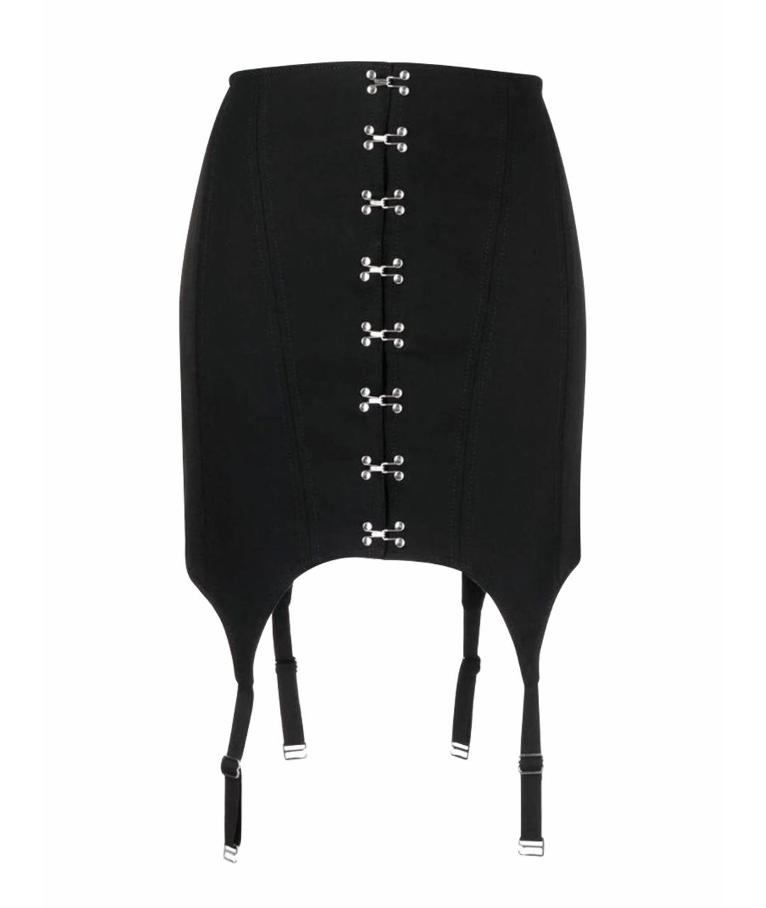 DION LEE Черная хлопковая юбка мини, фото 1