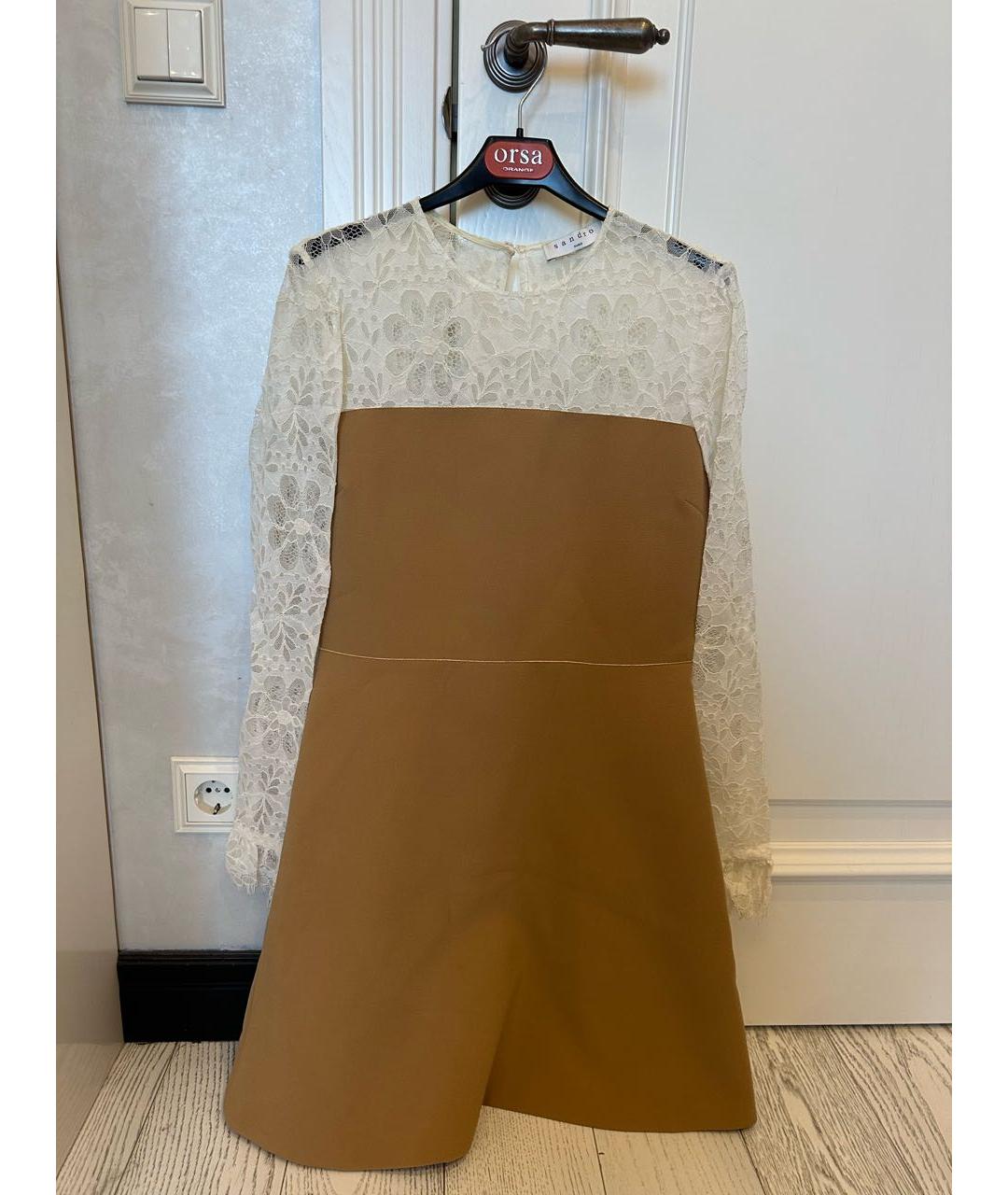 SANDRO Бежевое полиэстеровое повседневное платье, фото 8
