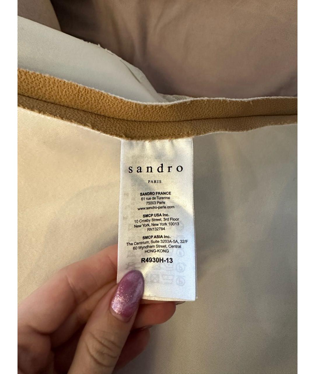 SANDRO Бежевое полиэстеровое повседневное платье, фото 5