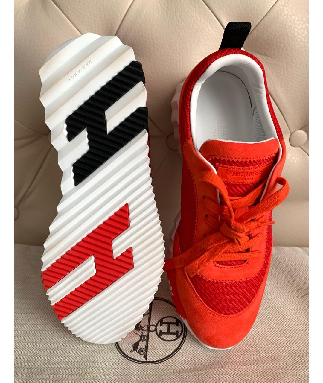 HERMES Красные текстильные кроссовки, фото 3