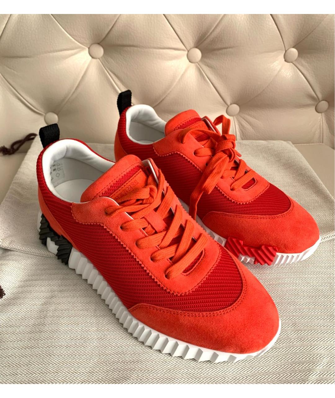 HERMES Красные текстильные кроссовки, фото 2