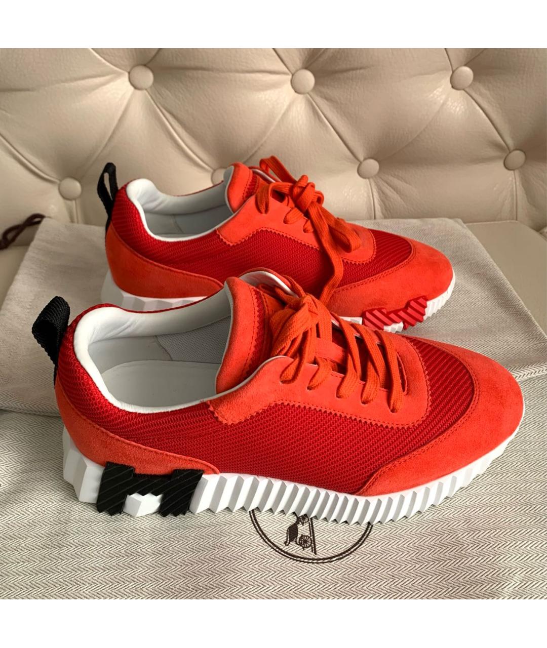 HERMES Красные текстильные кроссовки, фото 6