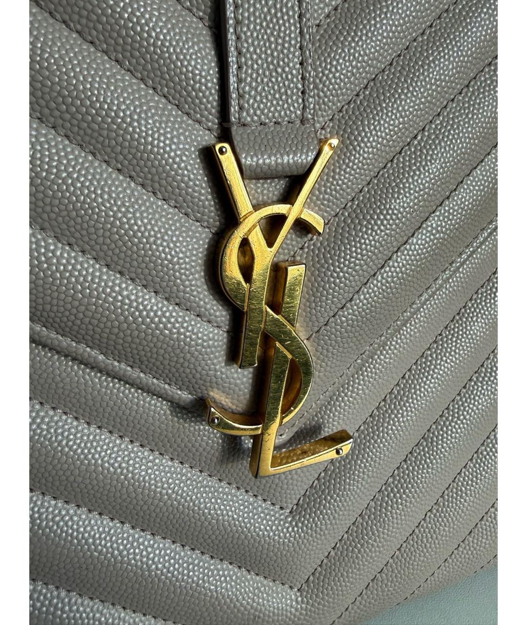 SAINT LAURENT Бежевая кожаная сумка через плечо, фото 4