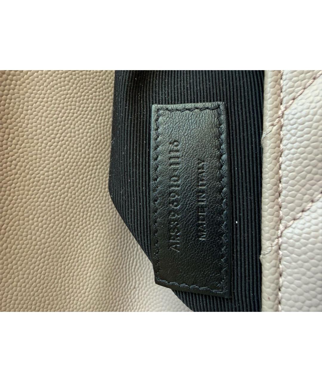 SAINT LAURENT Бежевая кожаная сумка через плечо, фото 5