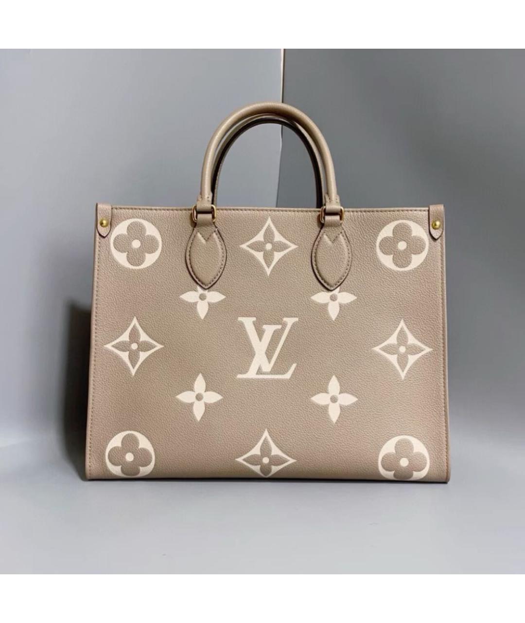 LOUIS VUITTON Бежевая кожаная сумка тоут, фото 2