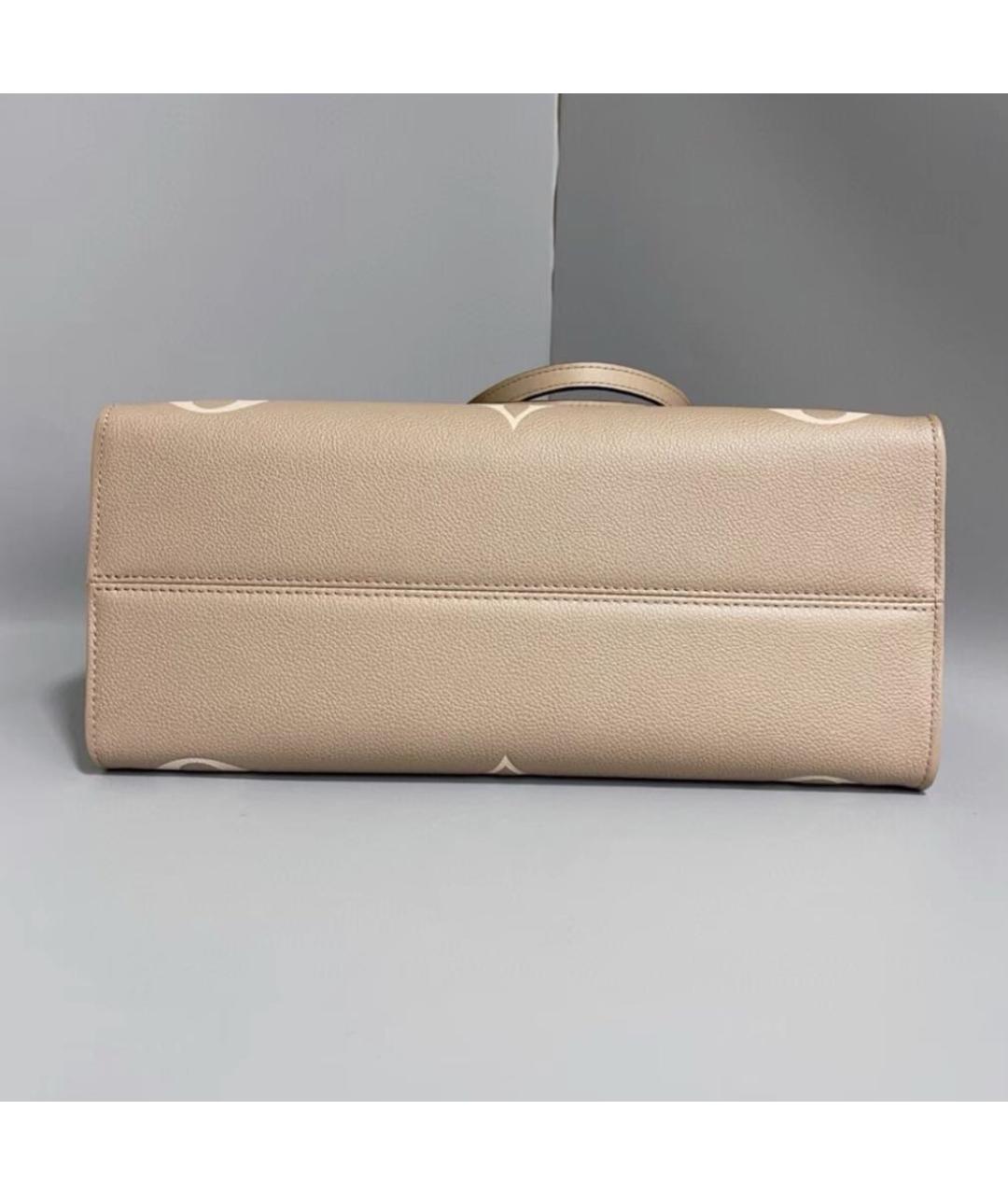 LOUIS VUITTON Бежевая кожаная сумка тоут, фото 5